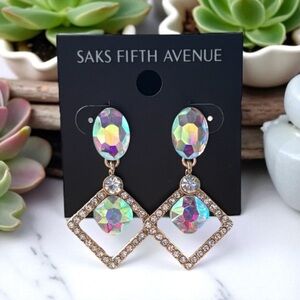 3/$40 Saks Fifth Avenue Multicolor Crystal Drop Dangle Earrings